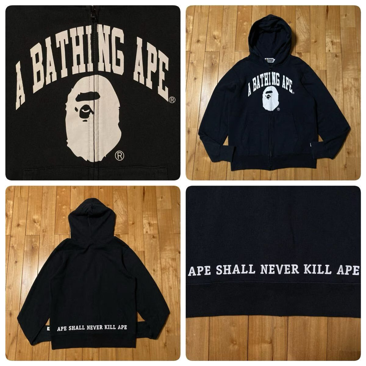 BAPE HEAD LOGO ジップ パーカー Lサイズ ブラック a bathing ape BAPE