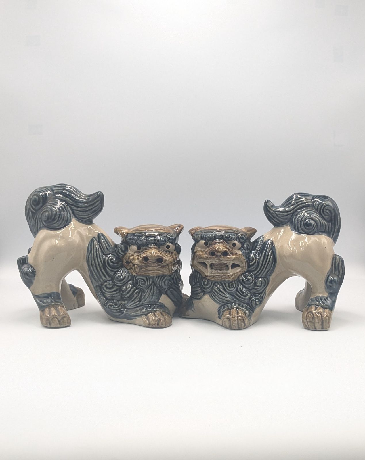 縁起物 沖縄 守り神 シーサー 狛犬 置物 陶器製 ペア 阿吽 魔除け 飾り 