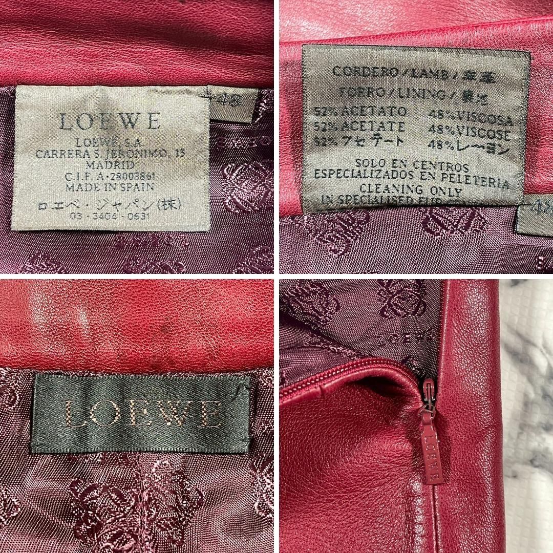 ✨羊革✨(48/L)○LOEWE ロエベ ラムレザー パンツ アナグラム 濃赤 