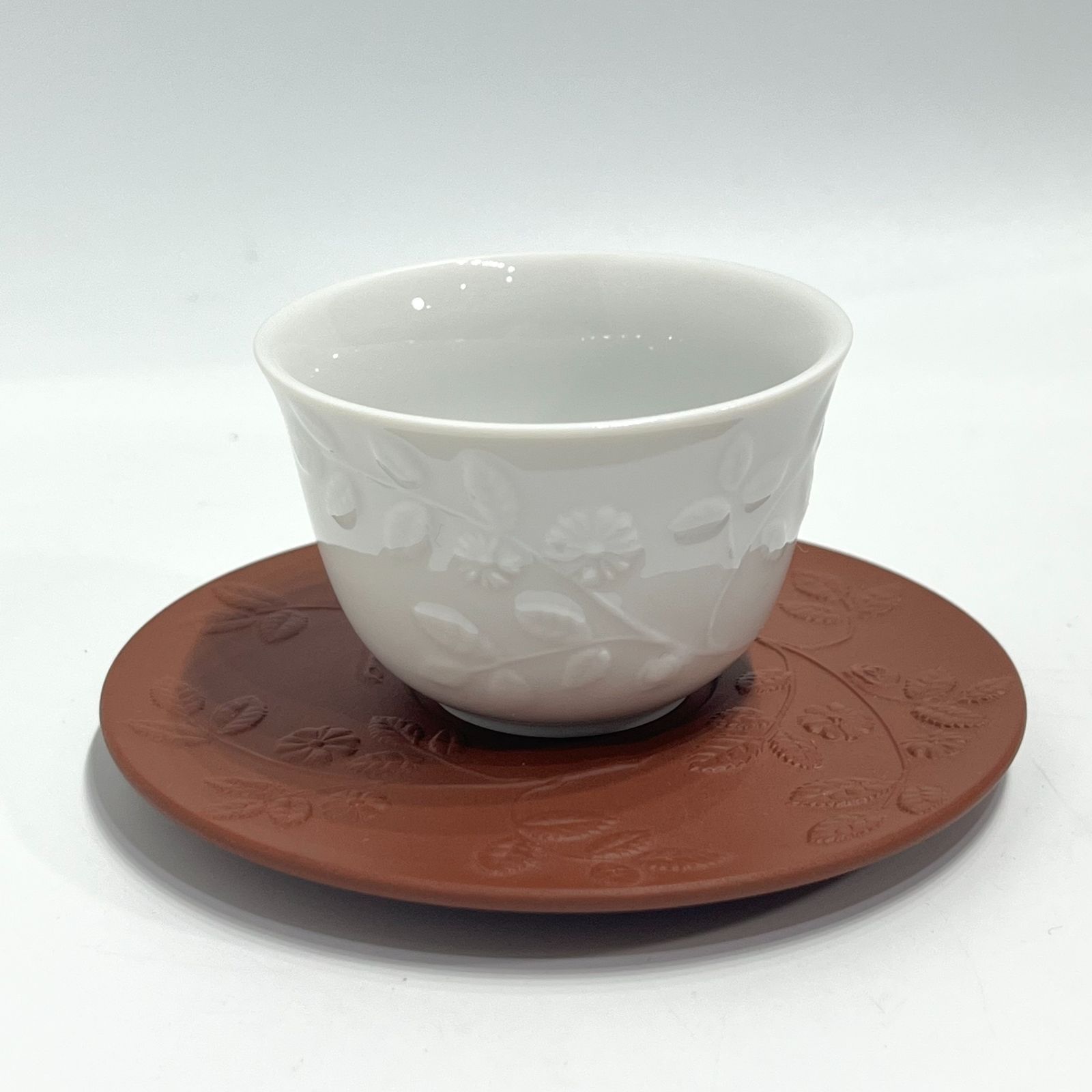 マイセン レリーフ 煎茶 湯呑み 茶托 ベットガー拓器 セッ器 葉環模様 