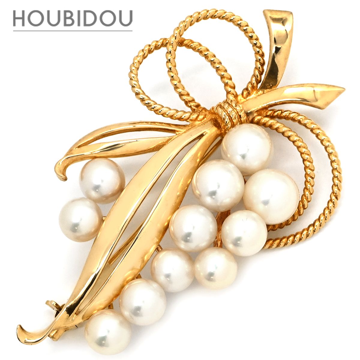 ミキモト MIKIMOTO ブローチ パール ブーケ リボン パールホワイト