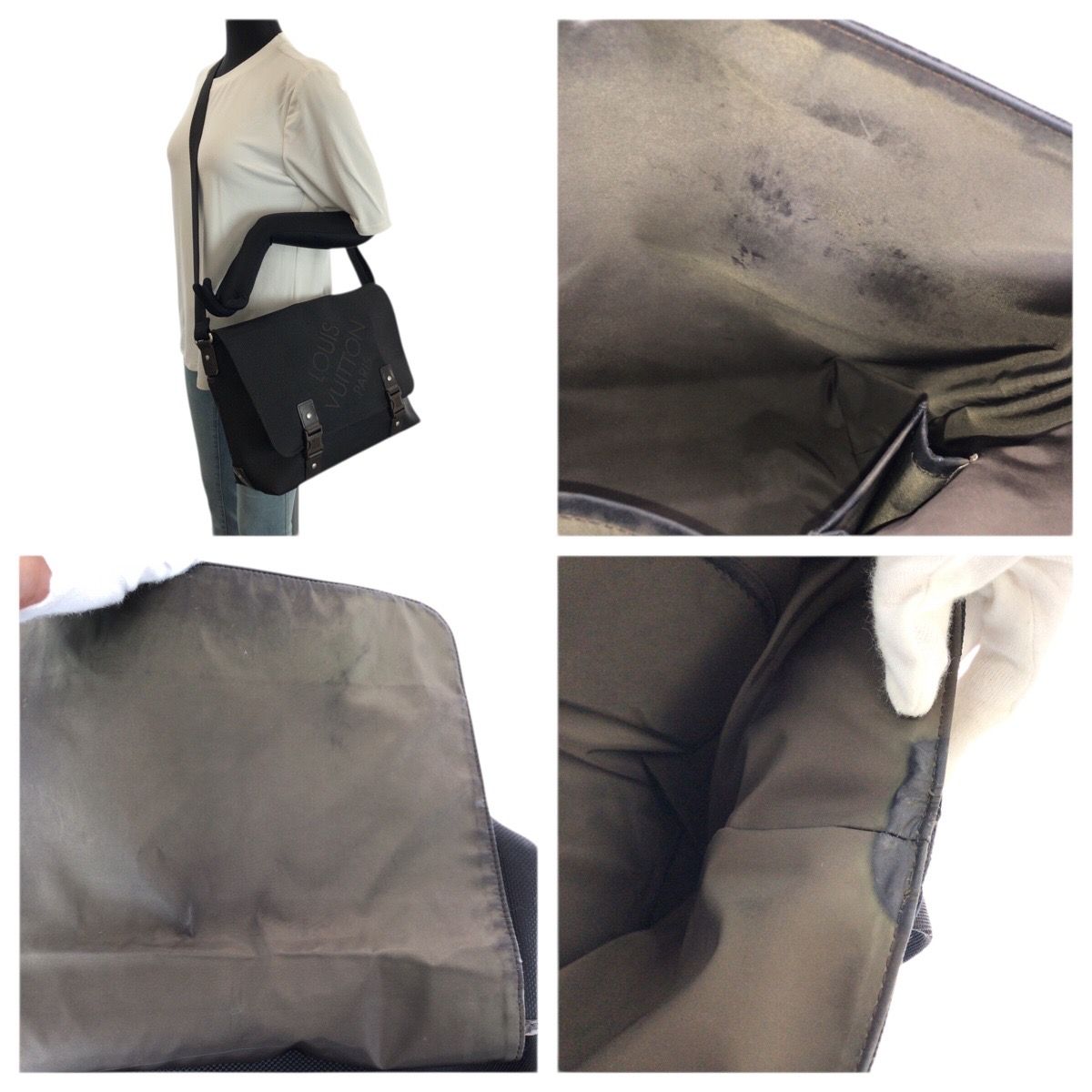 美品 LOUIS VUITTON ルイヴィトン ダミエ ジュアン ルー ブラック ダークブラウン シルバー金具 キャンバス M93079 ショルダーバッグ メッセンジャーバッグ レディース 601531 【中古】 美品 LOUIS VUITTON ルイヴィトン ダミエ ジュアン ルー ブラック