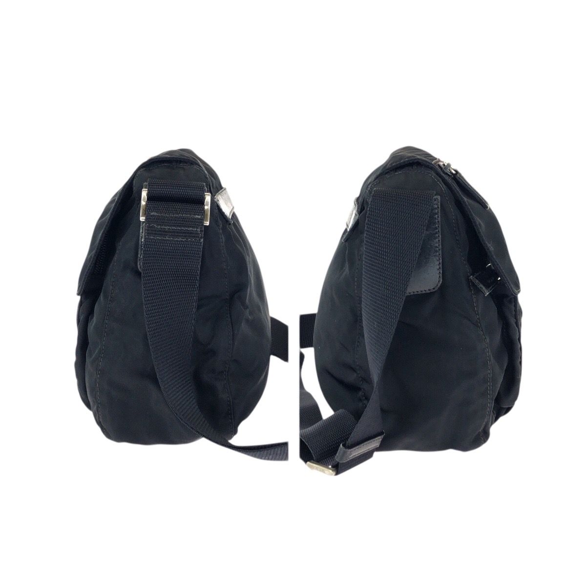 PRADA プラダ テスート 三角ロゴプレート ブラック 黒 シルバー金具 ナイロン /レザー ショルダーバッグ メッセンジャーバッグ レディース 500294 【中古】 PRADA プラダ テスート 三角ロゴプレート ブラック 黒 シルバー金具