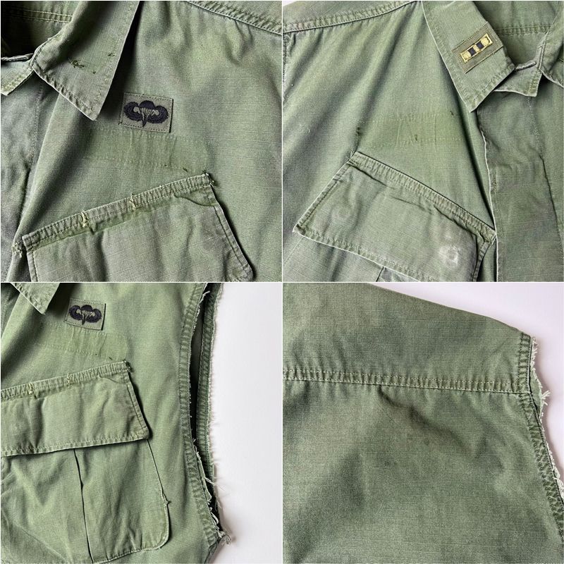 60s 70s US ARMY 米軍実物 4th ジャングルファティーグ カットオフ 
