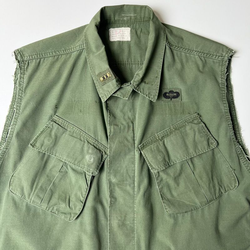 60s 70s US ARMY 米軍実物 4th ジャングルファティーグ カットオフ 