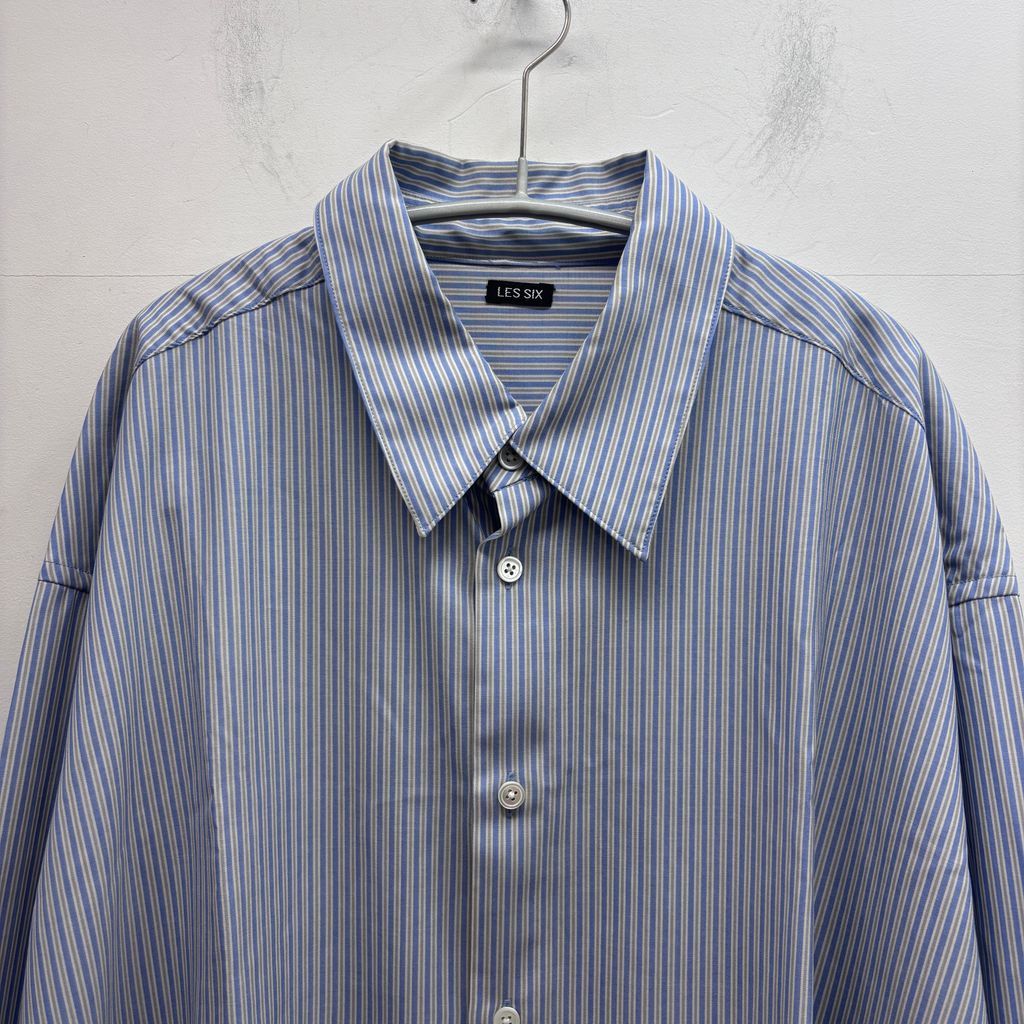 LES SIX ストライプ 長袖シャツ LES SIX レシス STRIPE SHIRT 長袖シャツ vingt-sept-4-WSDS ブルー