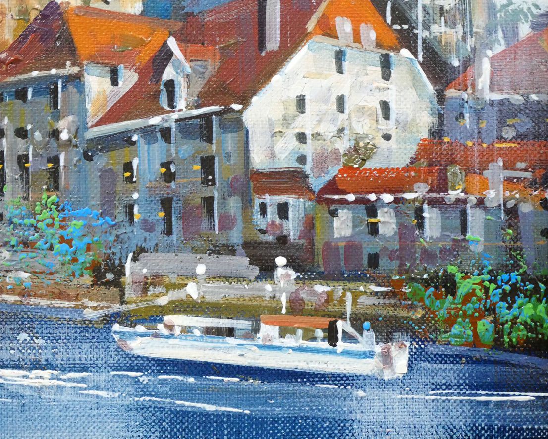 竹内 敏彦「レーゲンスブルク（ドイツ風景）」油絵・F3号 日本美術家美