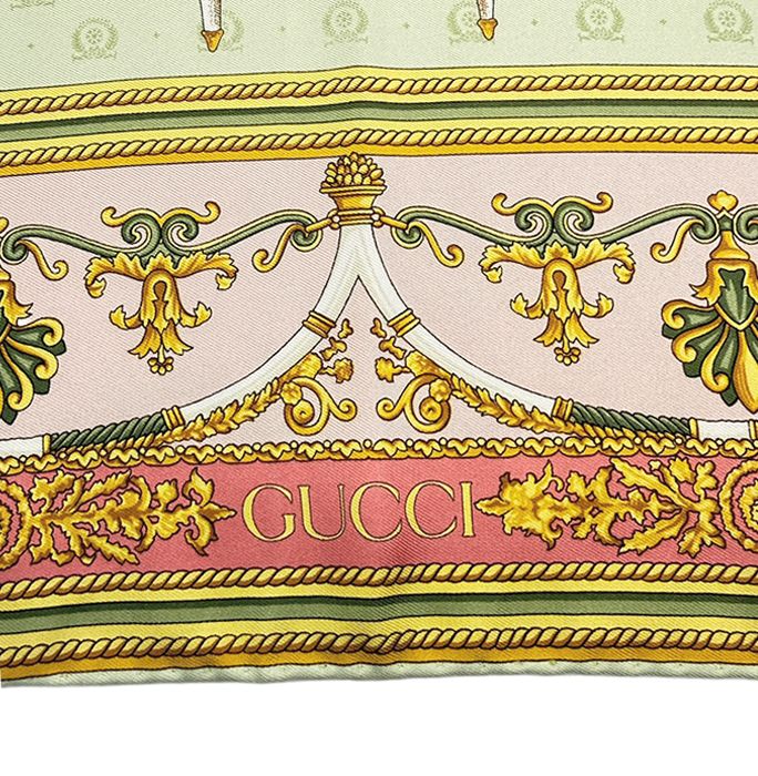 GUCCI シルクスカーフ 椅子デザイン グッチ GUCCI シルクスカーフ 大判 椅子柄 インテリアモチーフ