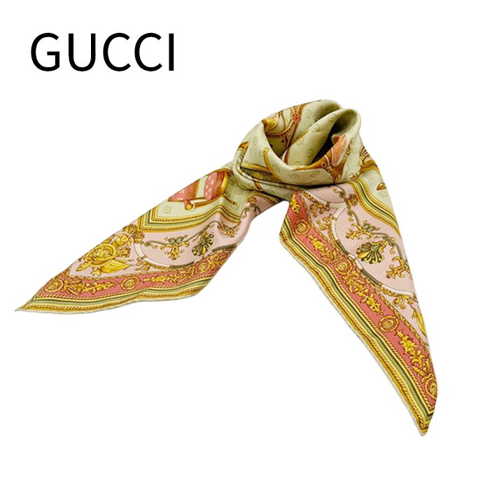 GUCCI シルクスカーフ 椅子デザイン グッチ GUCCI シルクスカーフ 大判 椅子柄 インテリアモチーフ