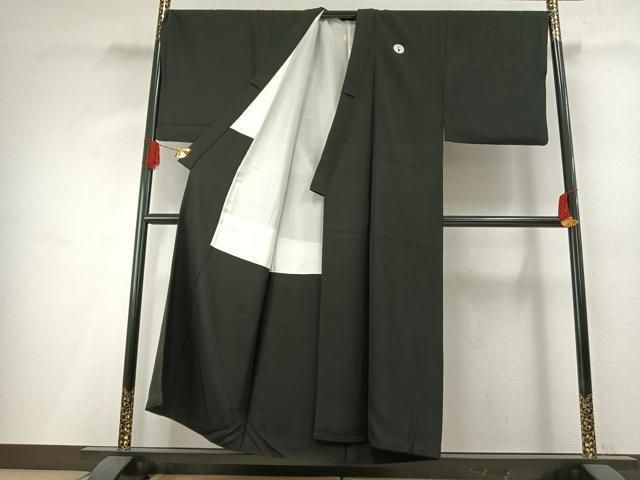 メンズ 平和屋着物○男性 黒紋付・羽織セット キングサイズ 正絹 逸品