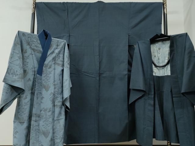 平和屋着物○男性 本場大島紬 アンサンブル・長襦袢セット 100亀甲 総