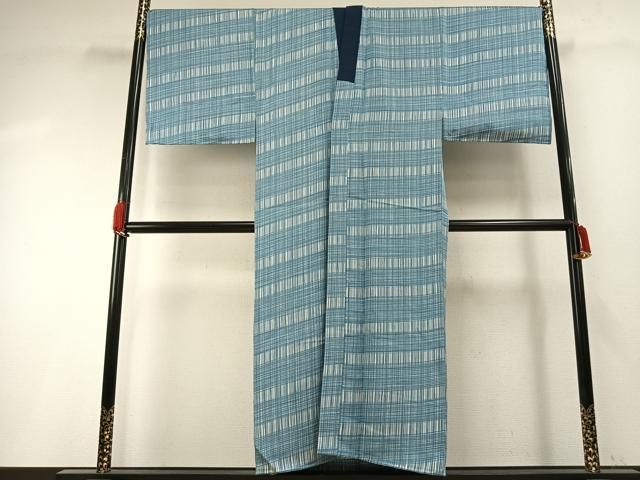 平和屋着物●男性　長襦袢　袷　格子　正絹　逸品　AABH0842fy