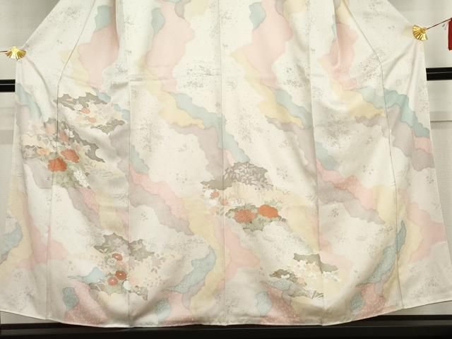 平和屋着物○訪問着 友禅 刺繍 道長草花文 金彩 正絹 逸品 AABI2486cs