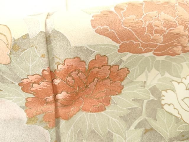 平和屋着物●訪問着　友禅　刺繍　道長草花文　金彩　正絹　逸品　AABI2486cs 平和屋着物○訪問着 友禅 刺繍 道長草花文 金彩 正絹 逸品 AABI2486cs
