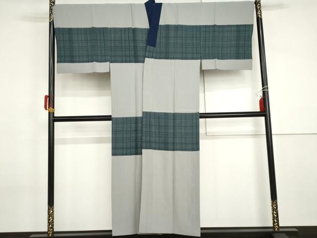 平和屋着物●男性　長襦袢　袷　横段文　正絹　逸品　AABI2532cs