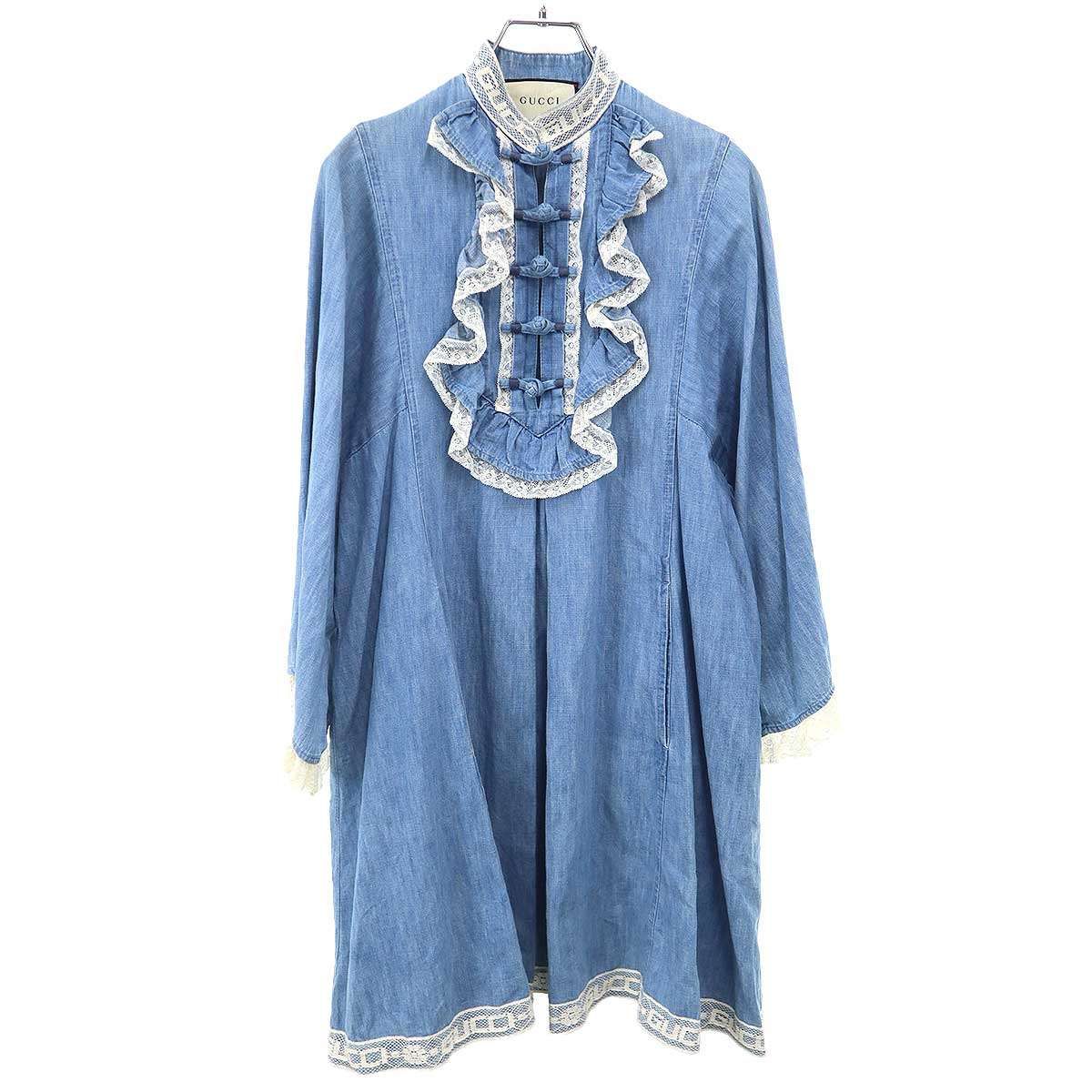 GUCCI グッチ デニムレースフリル チュニックワンピース 527610 XRB77 