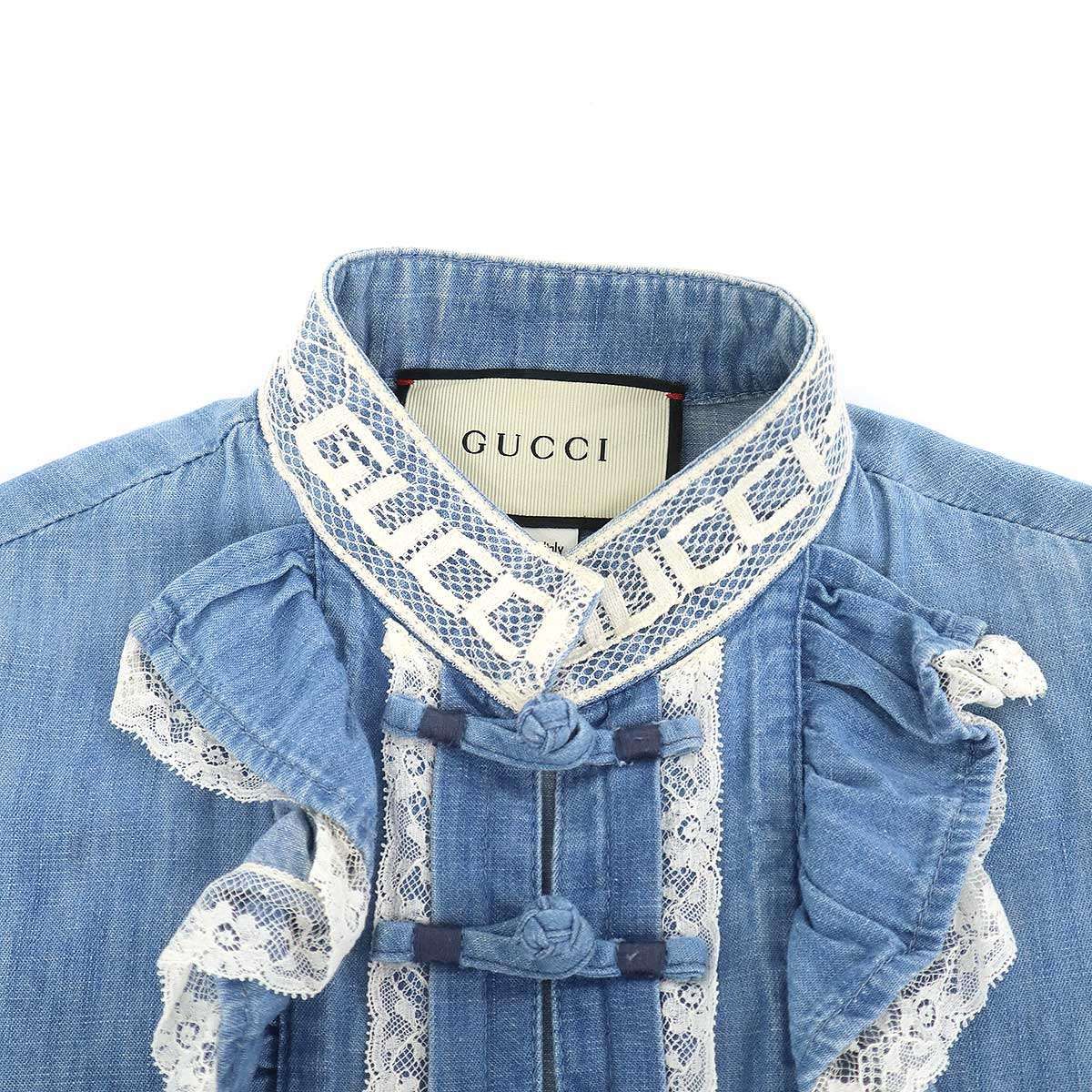 GUCCI グッチ デニムレースフリル チュニックワンピース 527610 XRB77 