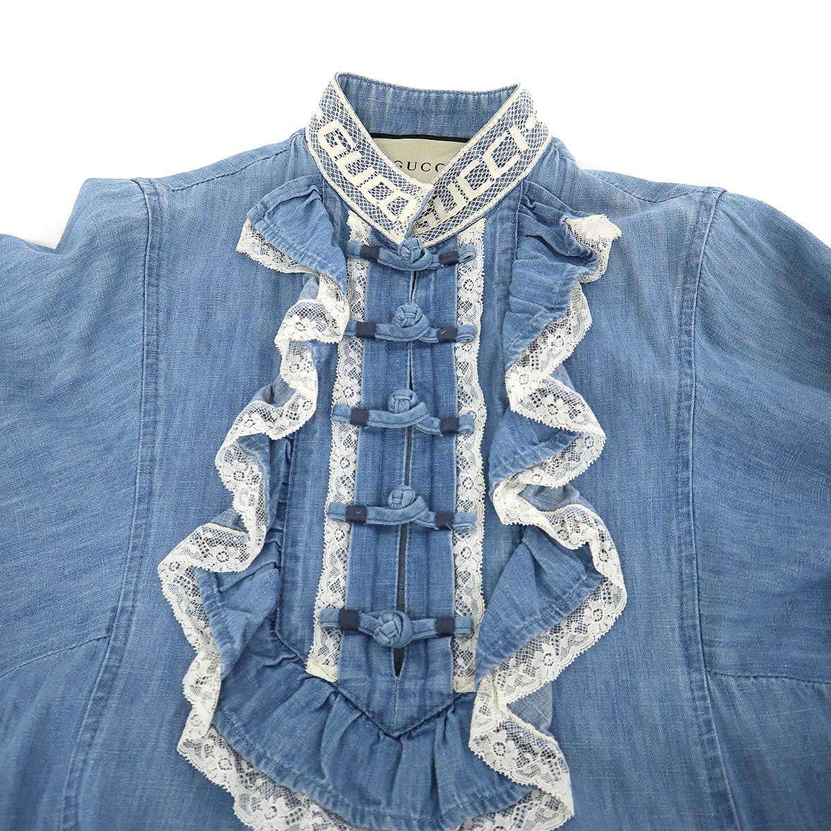 GUCCI グッチ デニムレースフリル チュニックワンピース 527610 XRB77 