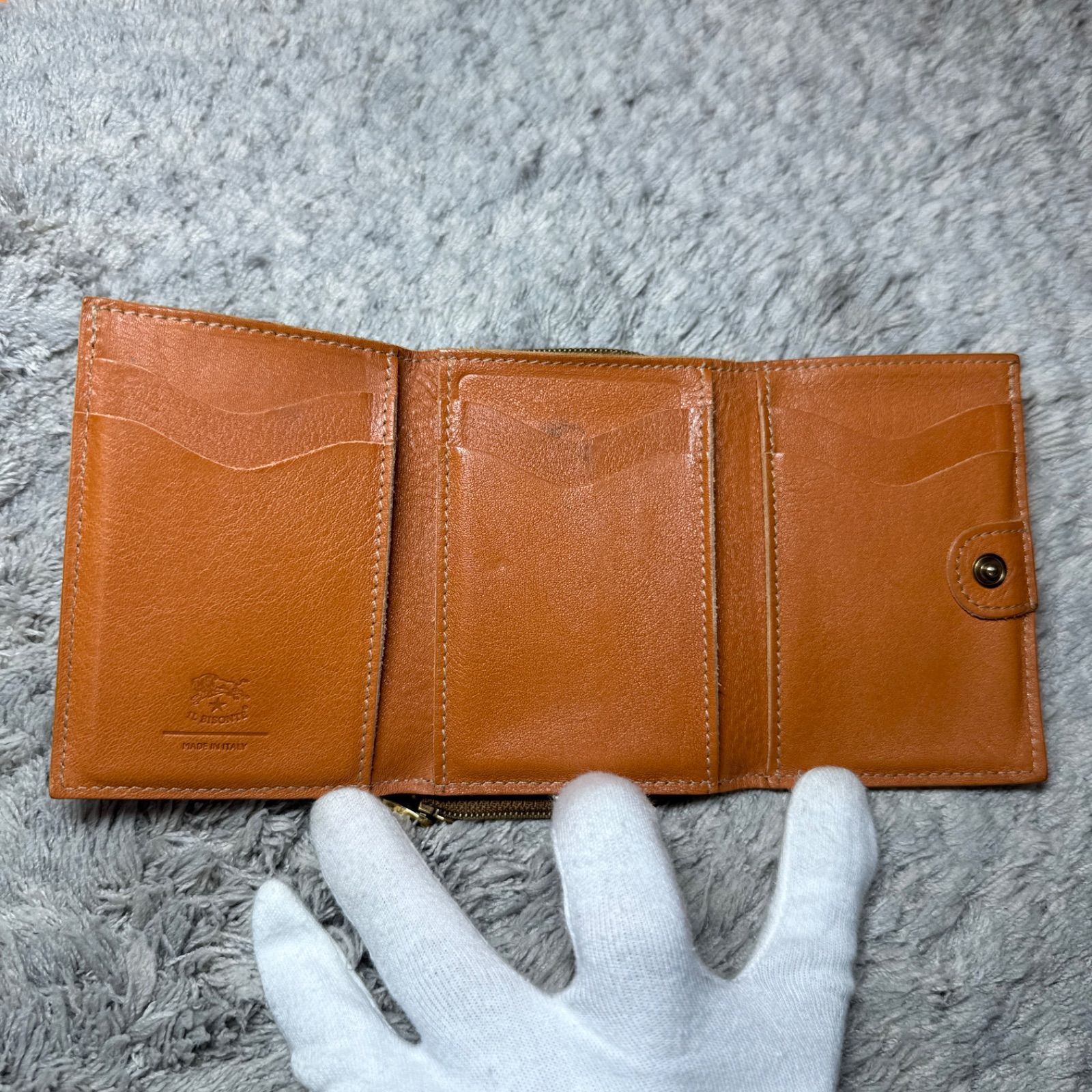 IL BISONTE イルビゾンテ 三つ折り財布 コンパクトウォレット 本革 