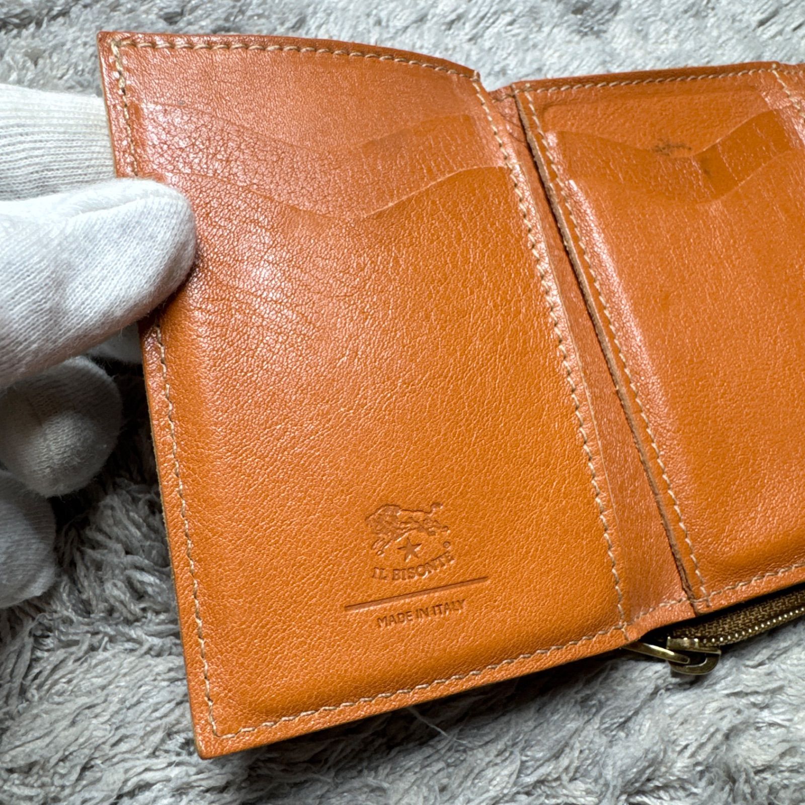 IL BISONTE イルビゾンテ 三つ折り財布 コンパクトウォレット 本革 