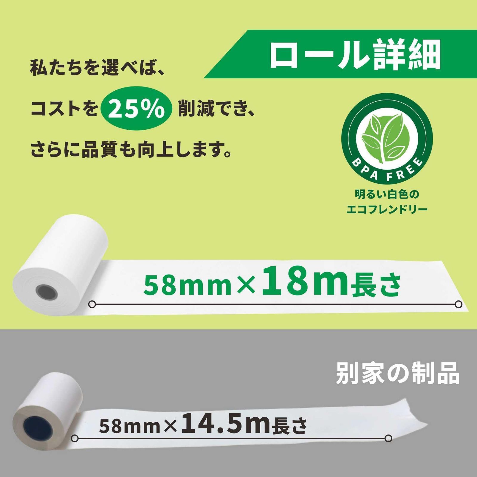 【新着商品】レシートロール レジ用感熱ロールペーパー サーマルロール レジロール 58mm幅×40mm外径×12mm内径 100巻入 感熱紙 ハンディターミナル・モバイルプリンタ用 【個包装】