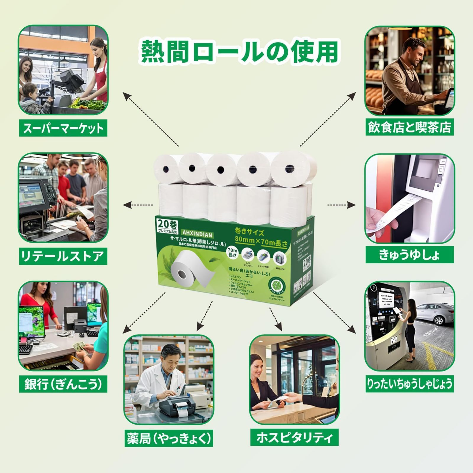 【新着商品】レシートロール レジ用感熱ロールペーパー サーマルロール レジロール 58mm幅×40mm外径×12mm内径 100巻入 感熱紙 ハンディターミナル・モバイルプリンタ用 【個包装】