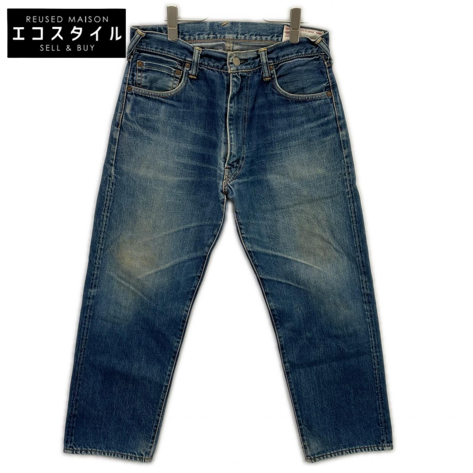 EVISU エヴィス ｲﾝﾃﾞｨｺﾞ ｺｯﾄﾝ100 No.2 ｼﾞｯﾌﾟﾌﾗｲ ﾃﾞﾆﾑﾊﾟﾝﾂ 33X85 【数量 