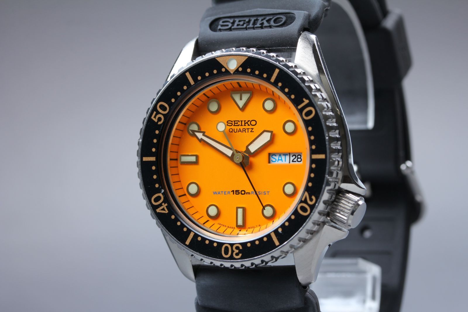 SEIKO 6458-600A ダイバー メンズ クォーツ オレンジ文字盤 38mm 純正