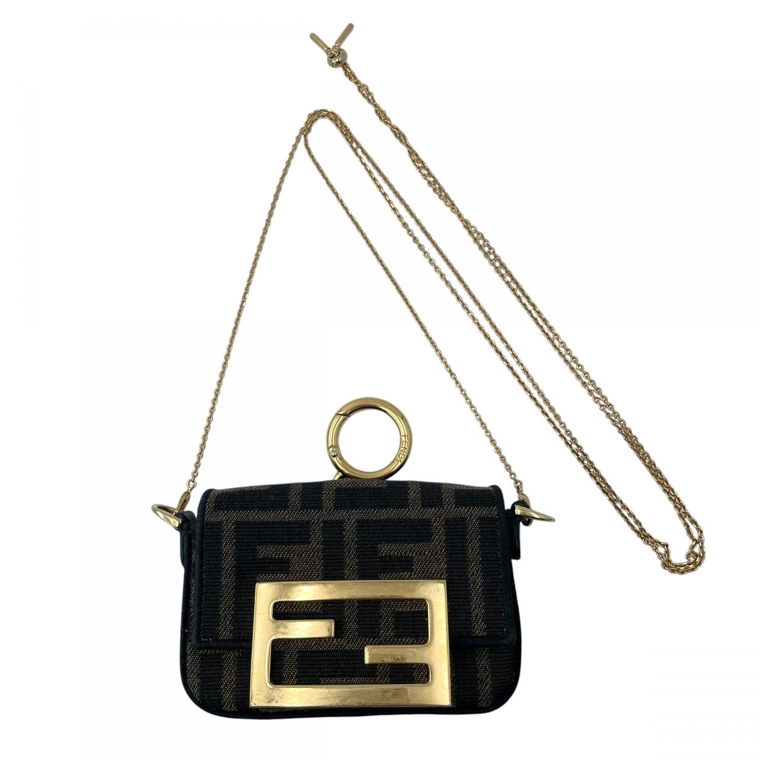 【中古】 Fendi フェンディ 7AS045A6V5F17U4 ナノ バゲット チャーム ズッカ ショルダー ブラウン レディース 26009690 KJ 中古】 Fendi フェンディ 7AS045A6V5F17U4 ナノ バゲット チャーム