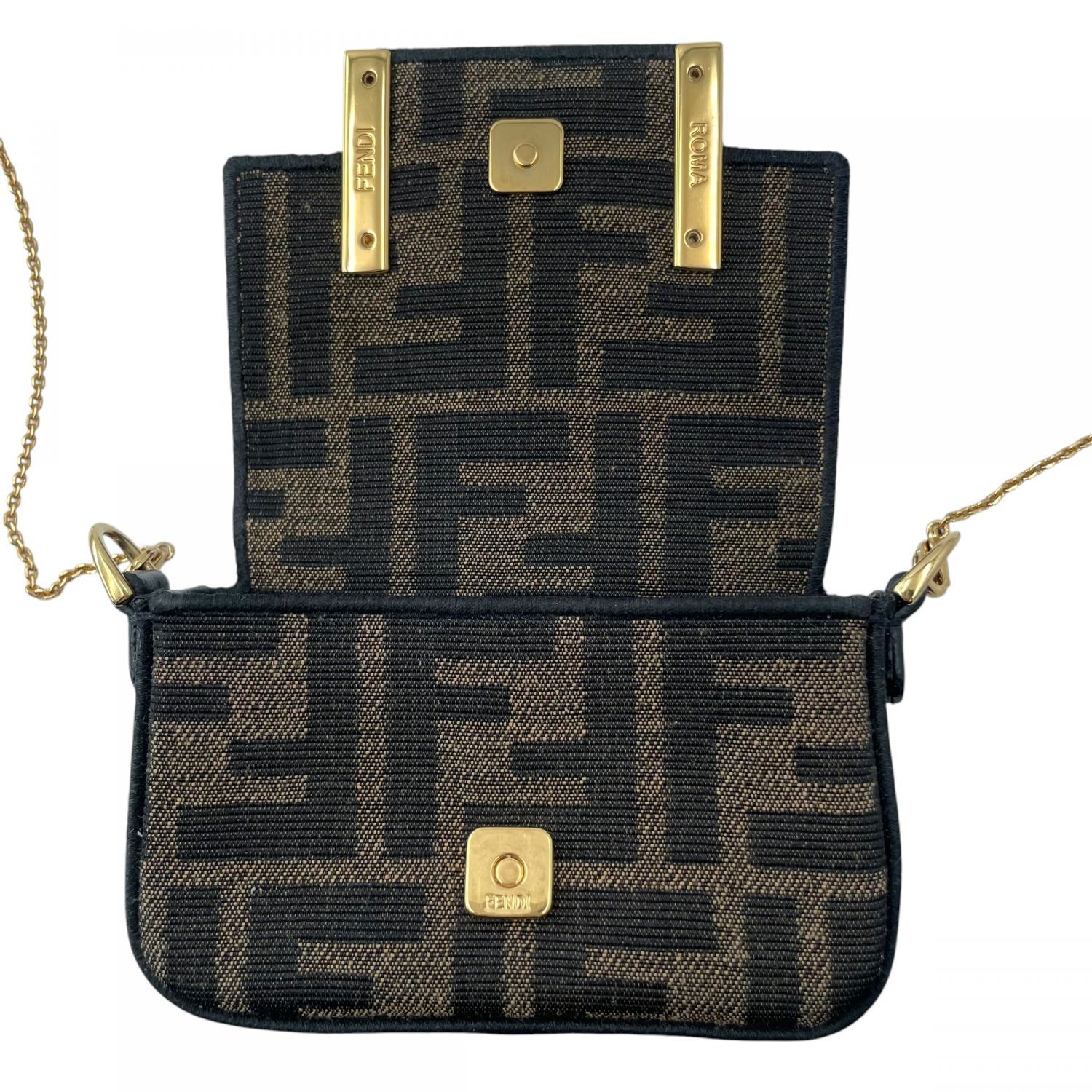 【中古】 Fendi フェンディ 7AS045A6V5F17U4 ナノ バゲット チャーム ズッカ ショルダー ブラウン レディース 26009690 KJ 中古】 Fendi フェンディ 7AS045A6V5F17U4 ナノ バゲット チャーム