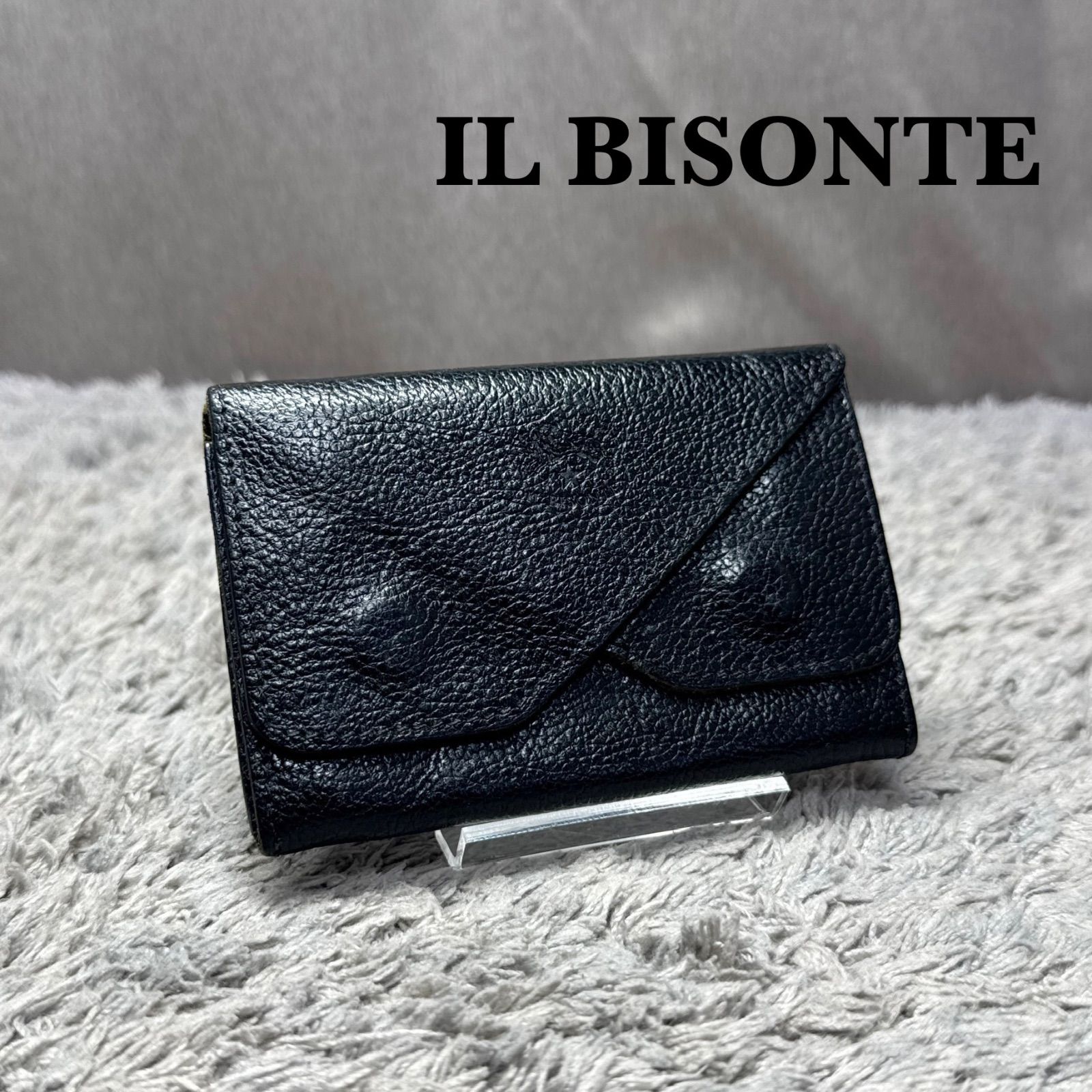 IL BISONTE イルビゾンテ 本革 レザー Wホック カードケース ブラック 