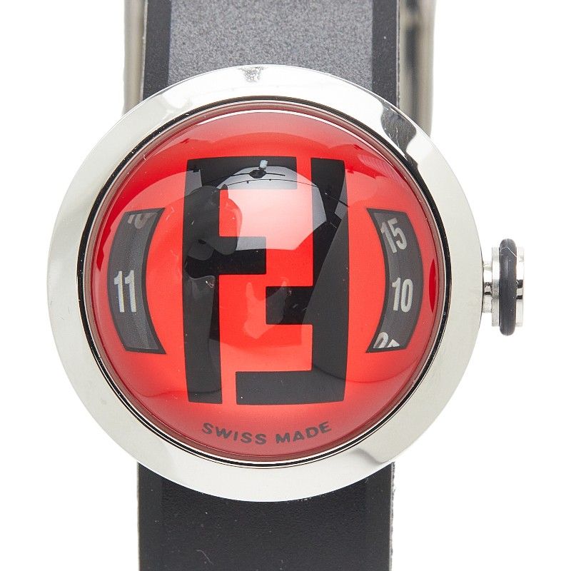 フェンディ オロロジ ブースラ 腕時計 8010L ブラック レッド ラバー ステンレススチール レディース FENDI【1-0264702】