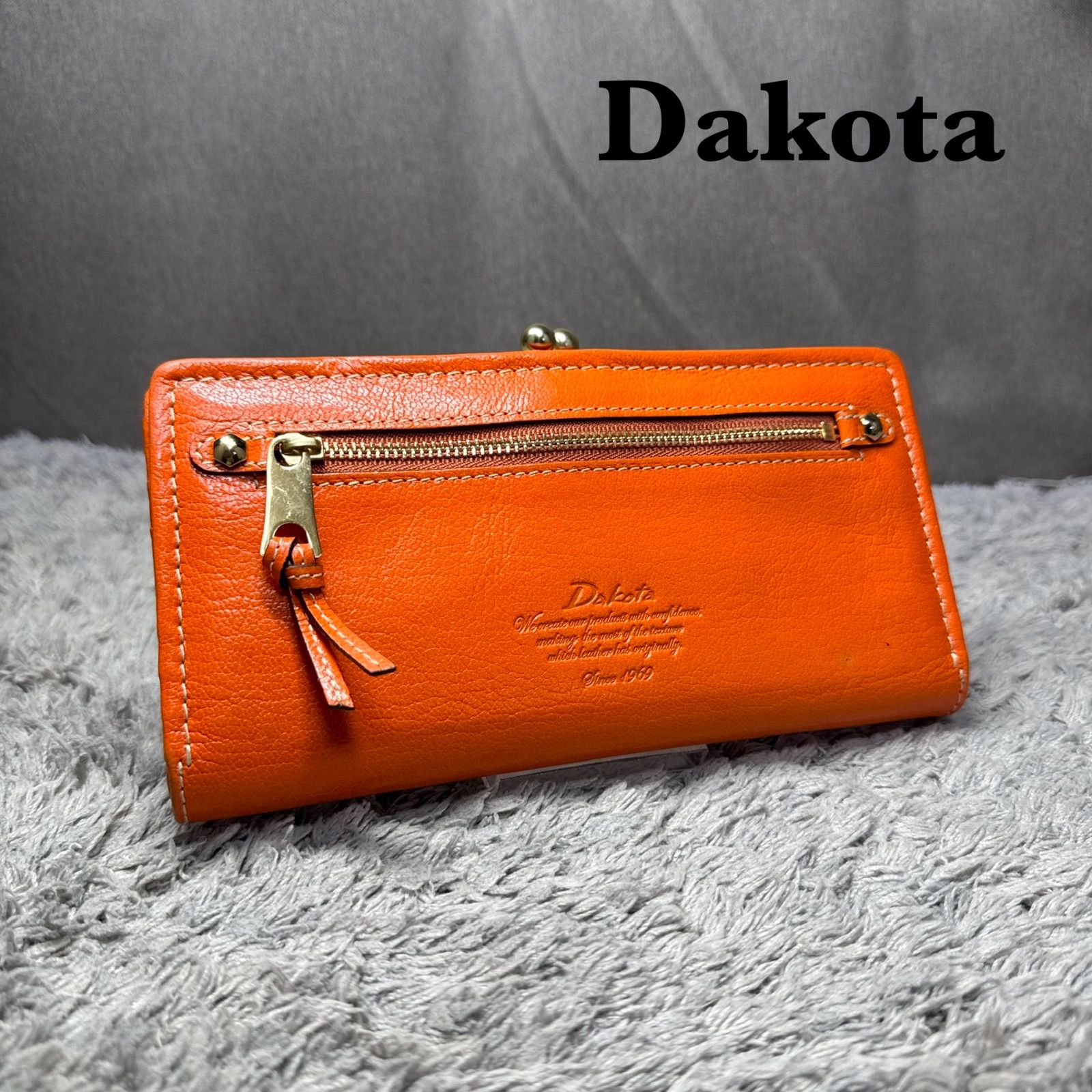 Dakota ダコタ レザー 長財布 がま口 オレンジ - メルカリ