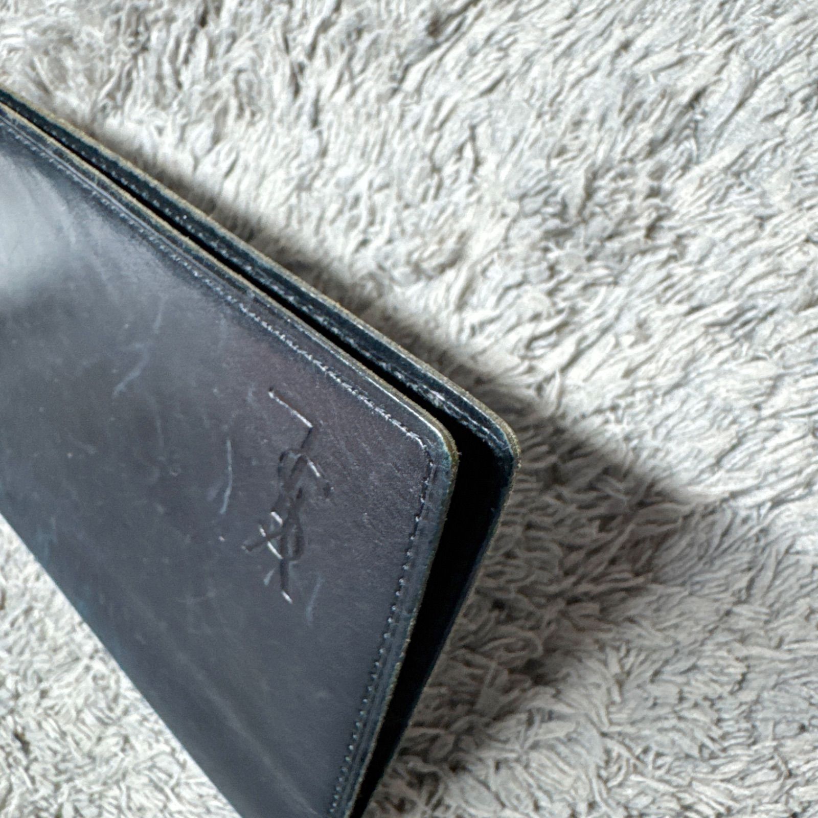 YVES SAINT LAURENT イヴサンローラン レザー 長財布 ブラック - メルカリ