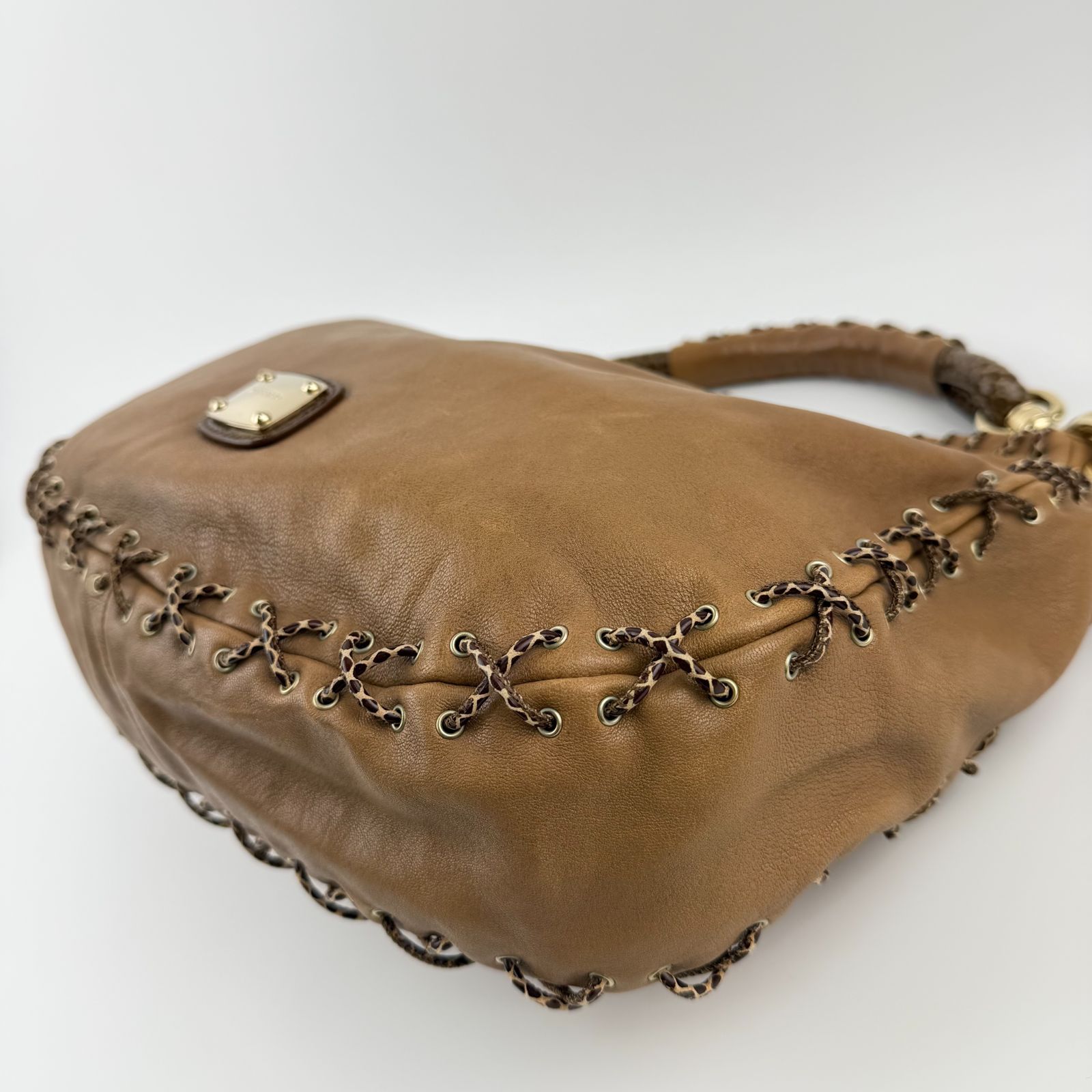 ▽▽【中古】JIMMY CHOO ジミーチュウ ハンドバッグ ブラウン レザー 
