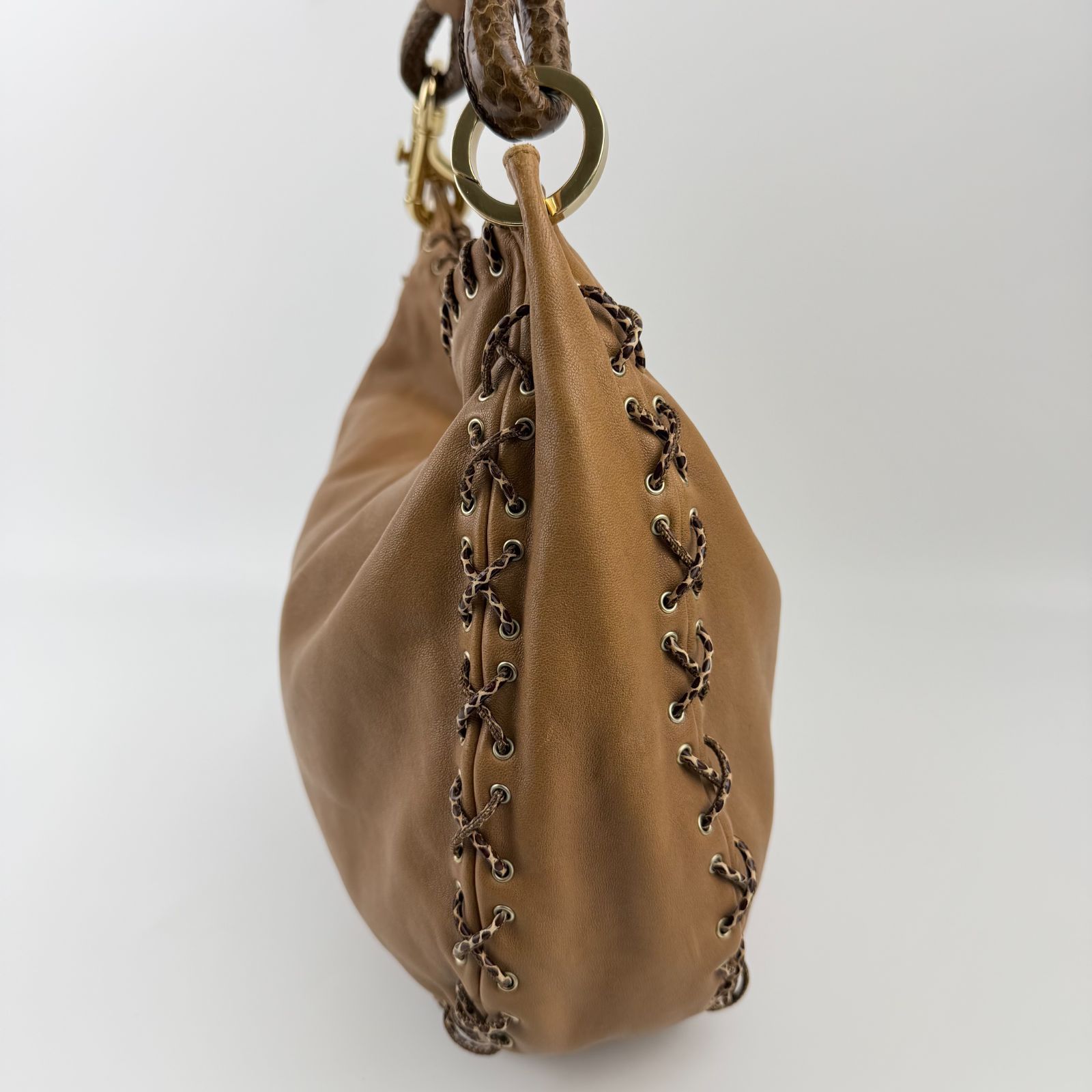 ▽▽【中古】JIMMY CHOO ジミーチュウ ハンドバッグ ブラウン レザー 