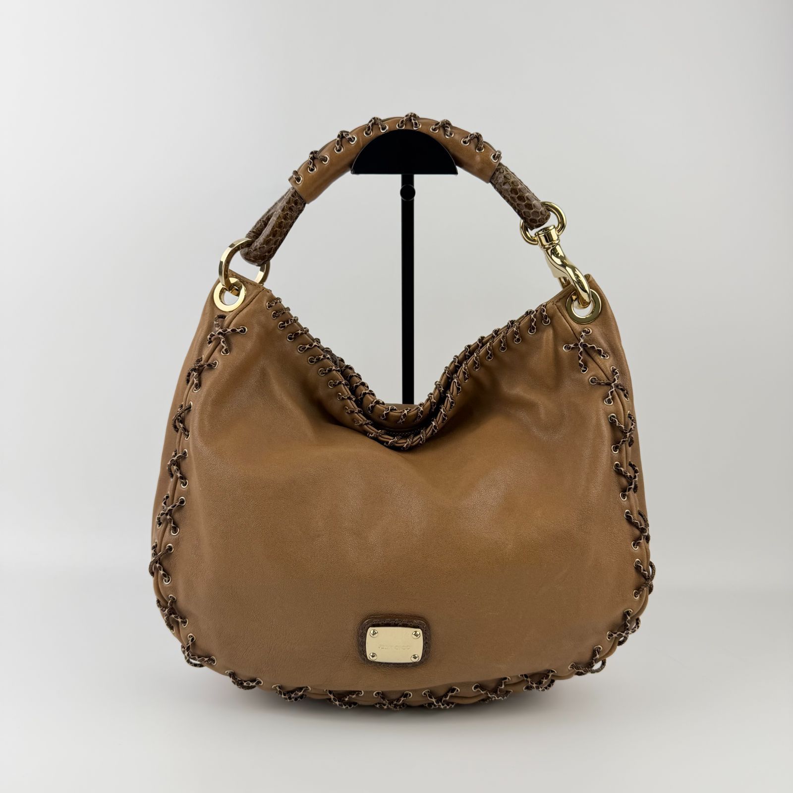 ▽▽【中古】JIMMY CHOO ジミーチュウ ハンドバッグ ブラウン レザー 