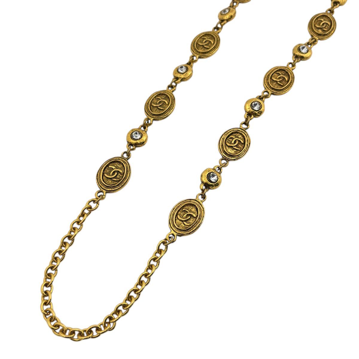 シャネル CHANEL ココマーク ラインストーン ネックレス ロング 