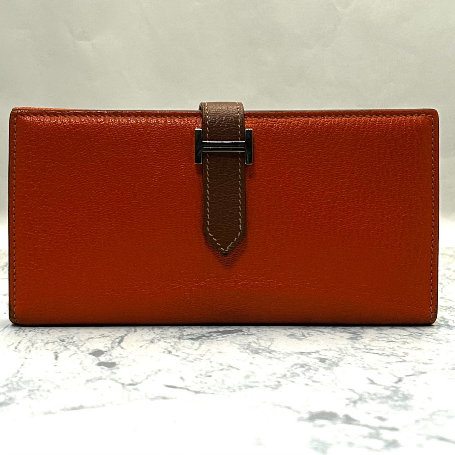 HERMES】（値下げ不可）エルメス ベアン 三つ折り バイカラー ヴォー 