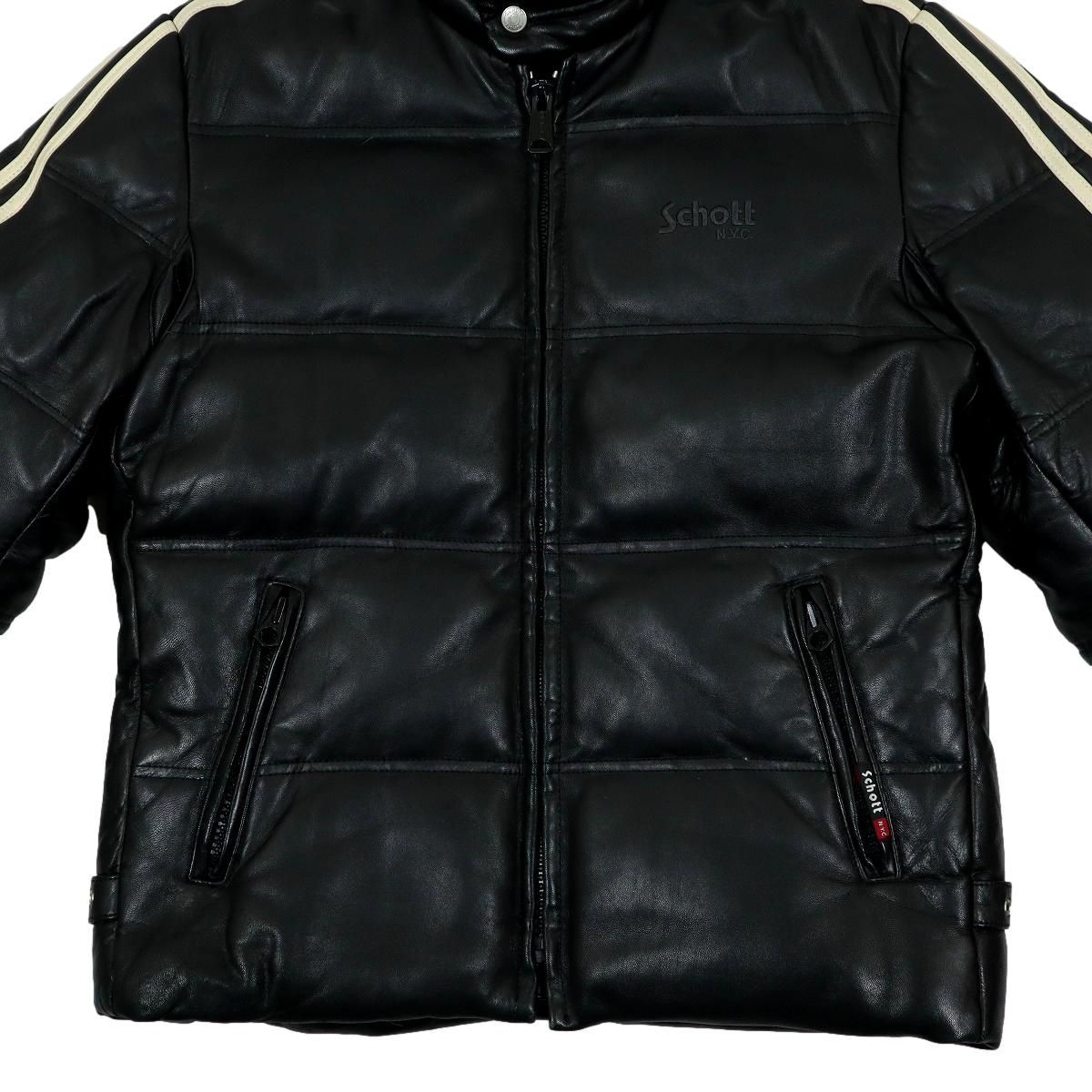 S3778】【羊革】SCHOTT ショット モーターサイクルダウンジャケット