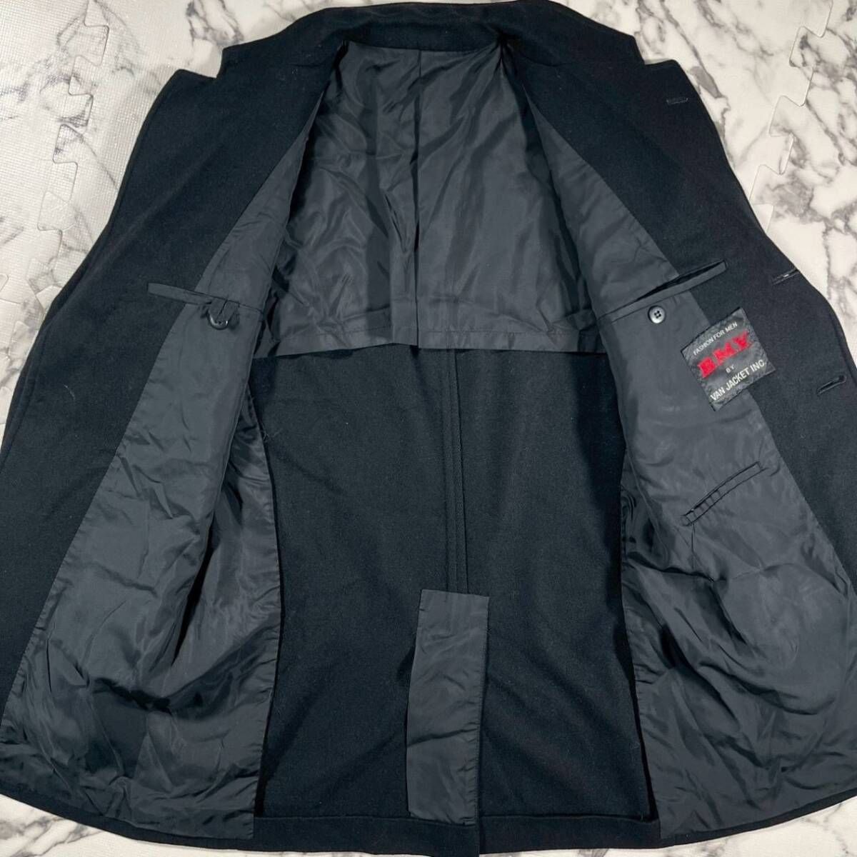 美品/黒ブレ○VAN JAC ヴァンヂャケット シングル ウール テーラード 