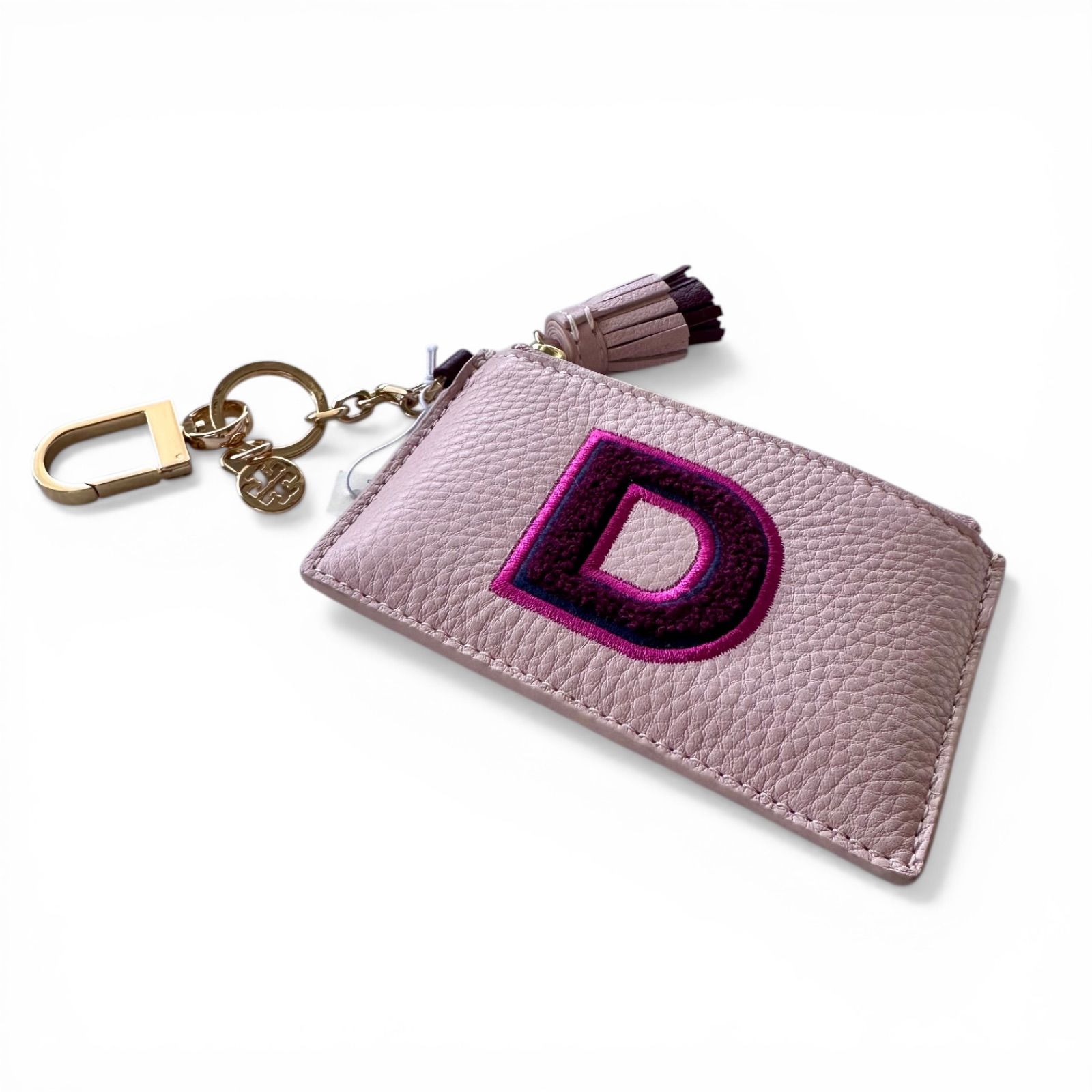 未使用品】TORY BURCHトリーバーチ ピンク イニシャル「D」レザー