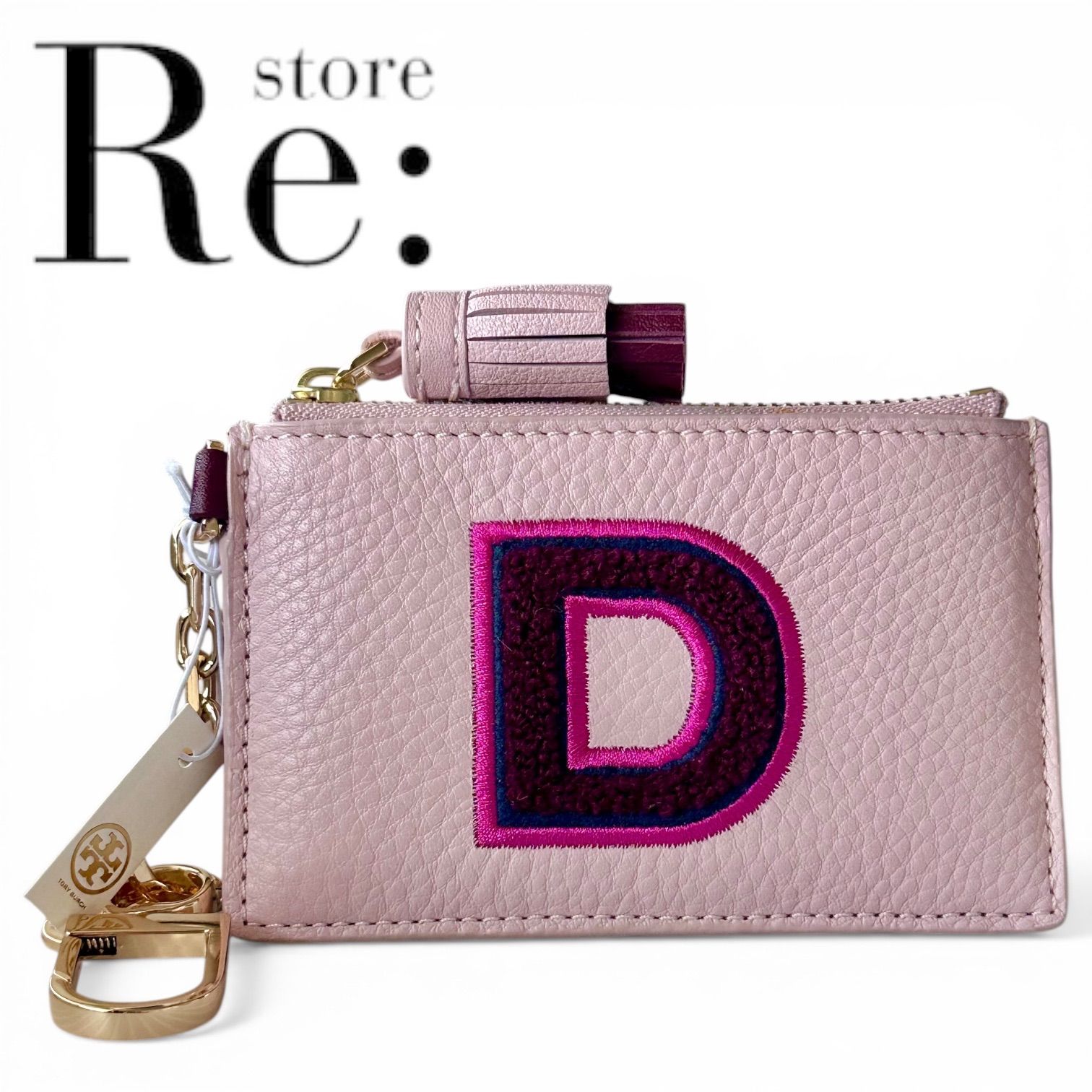 未使用品】TORY BURCHトリーバーチ ピンク イニシャル「D」レザー