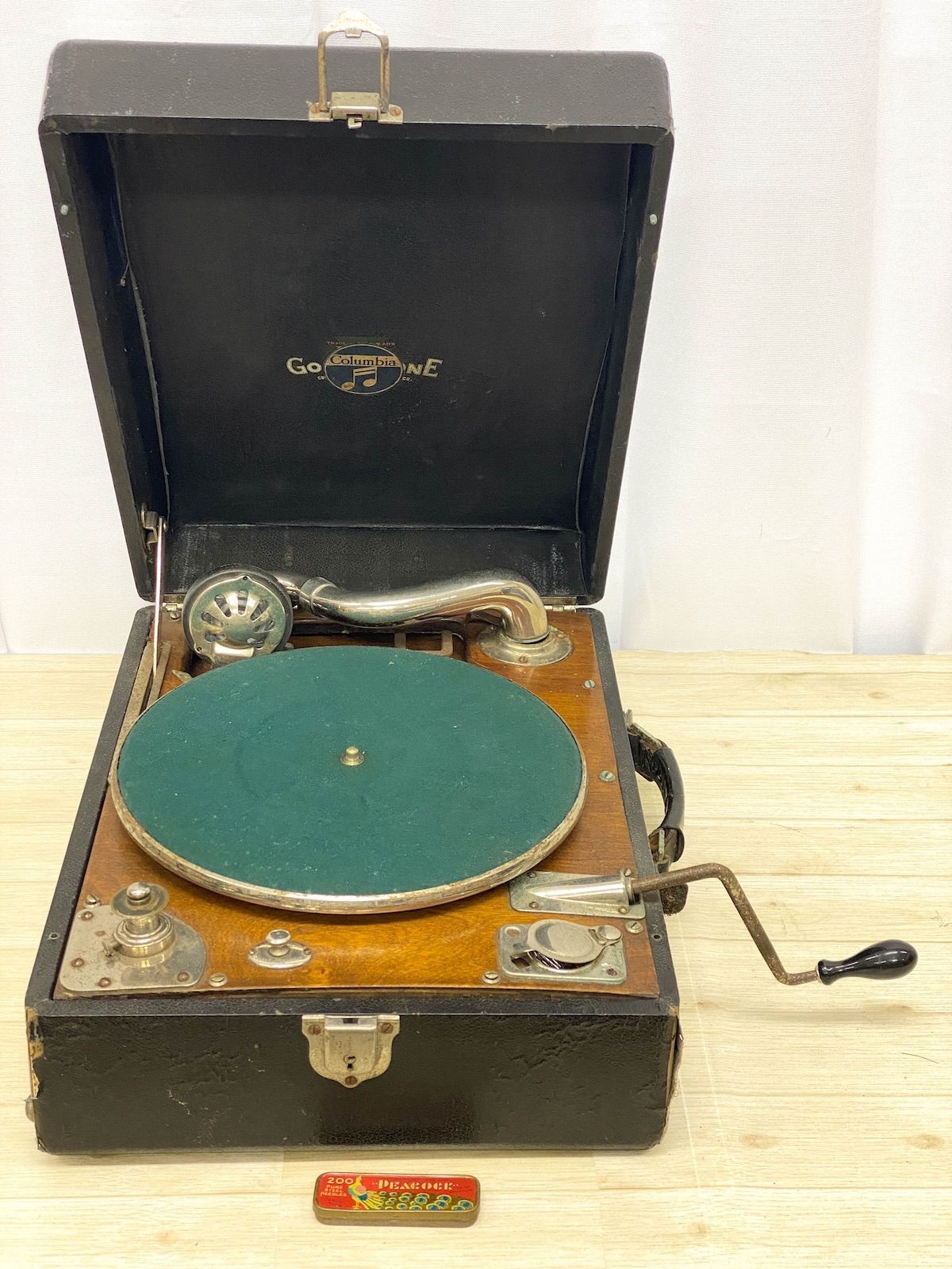 ZK357】コロンビア COLUMBIA 蓄音機 ポータブル レコードプレイヤー 