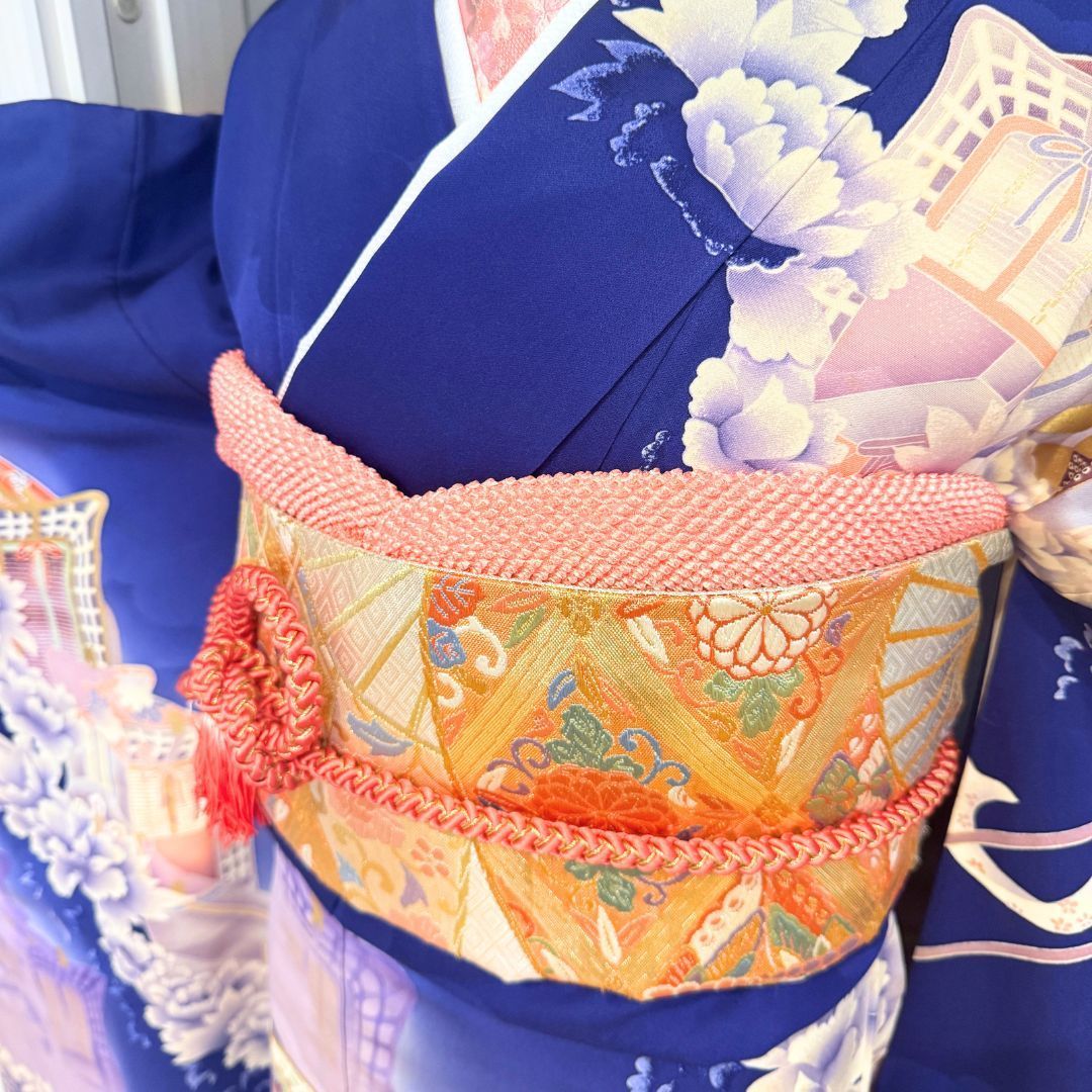 振袖・正絹・フルセット】御所車模様 身丈164cm 裄67cm 6点