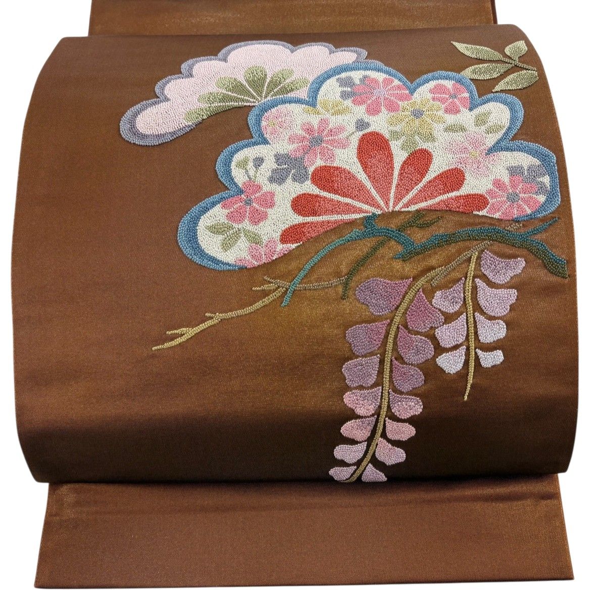袋帯 秀品 笠松 藤 相良刺繍 箔 茶色 お太鼓柄 正絹 【中古】 - メルカリ