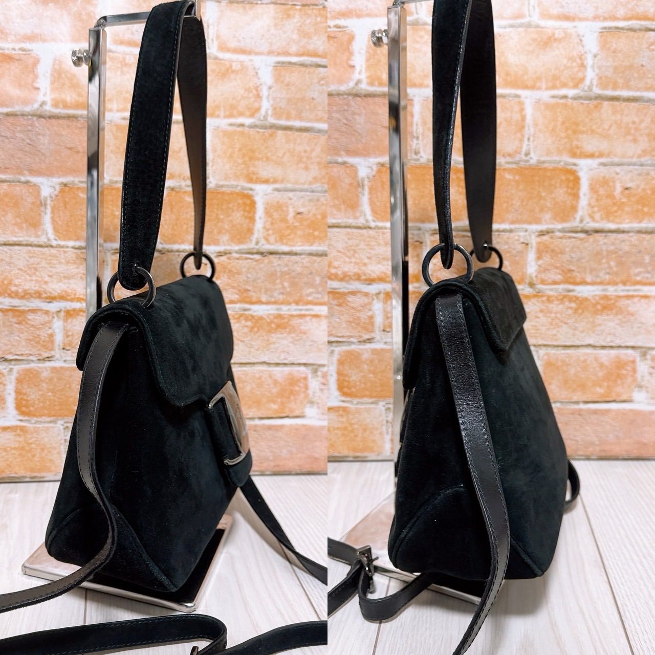 美品) Ferragamo(フェラガモ)2wayバッグ スエード ブラック - メルカリ