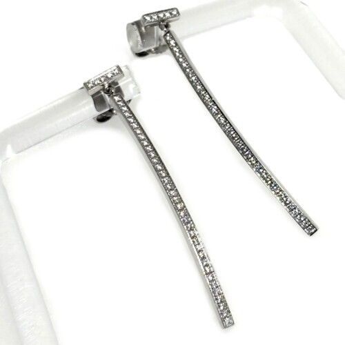 Tiffany&Co. ティファニー Tワイヤー バー ピアス 750WG ダイヤモンド 
