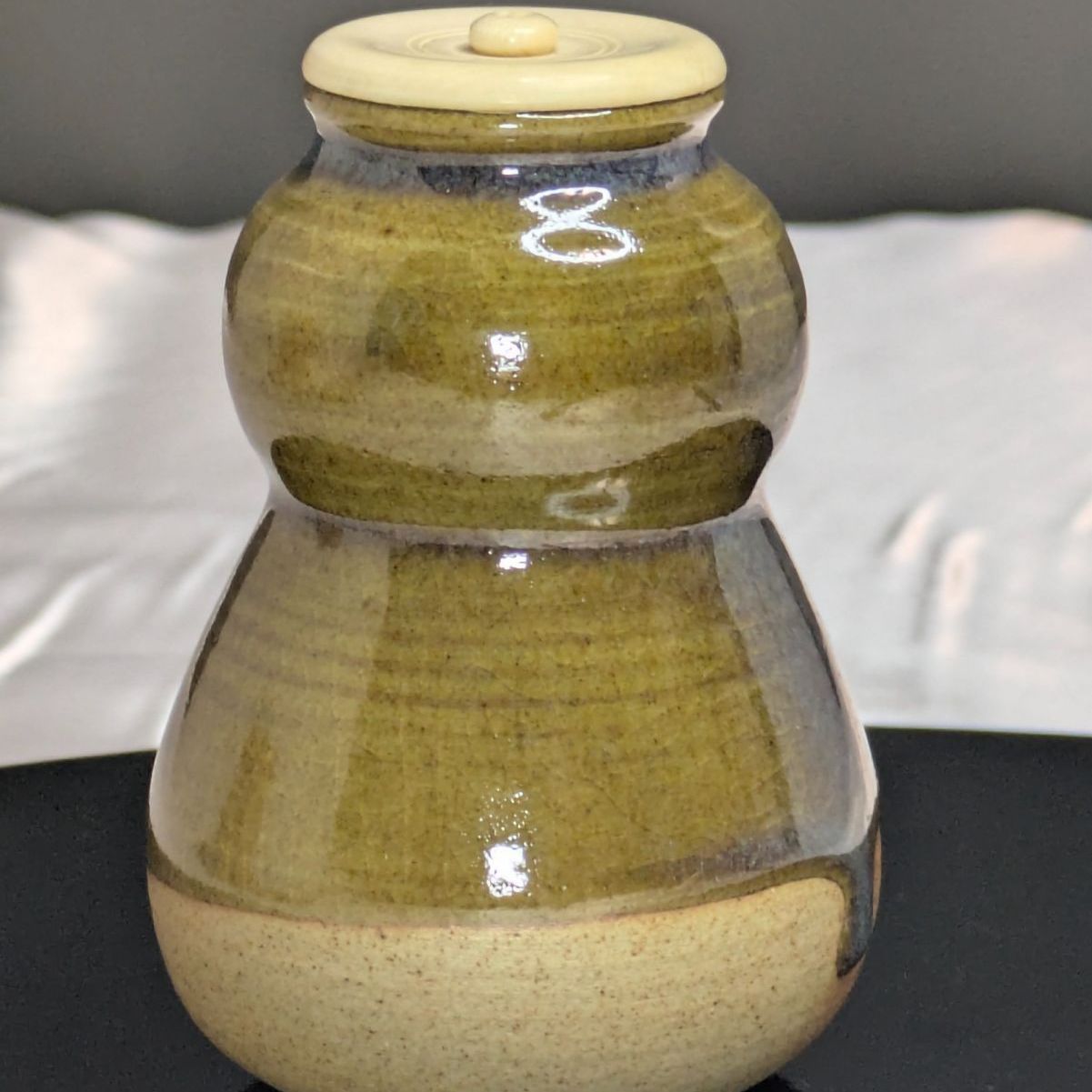 瑞芝焼 五代坂上瑞雲 窯変茶入 瓢形 紀州瑞芝焼窯元 岡崎屋 坂上重次郎