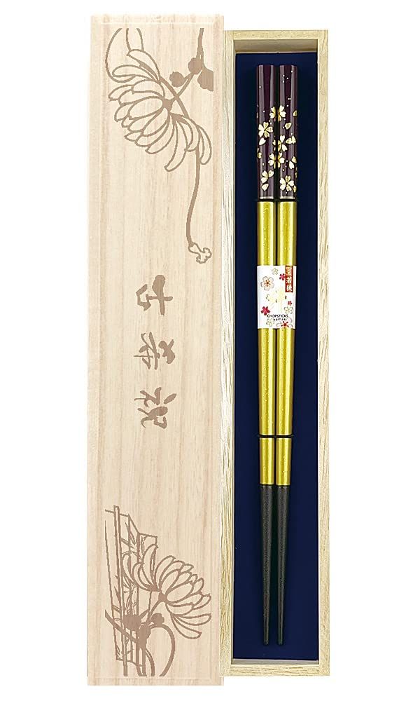 新品 箸 【金舞桜 紫】 食洗機対応 男女共用サイズ 桐箱・ラッピング付き 古希 古希祝い 古稀 古稀祝い プレゼント ギフト おじいちゃん おばあちゃん 祖父 祖母 誕生日 ７０歳 御祝 お祝い はし お箸【４２】